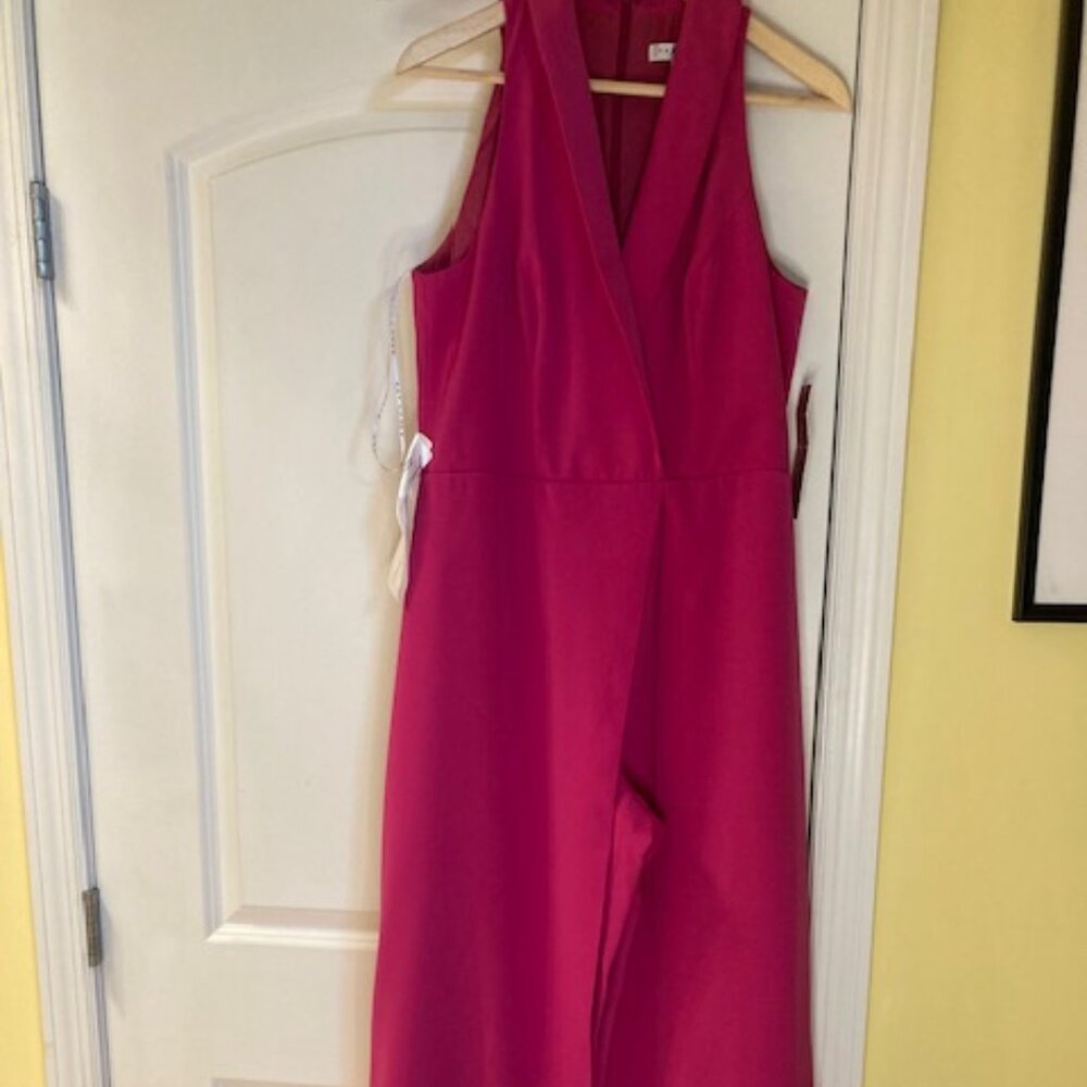 Kay Unger Fuchsia Sleeveless V-Neck Jumpsuit